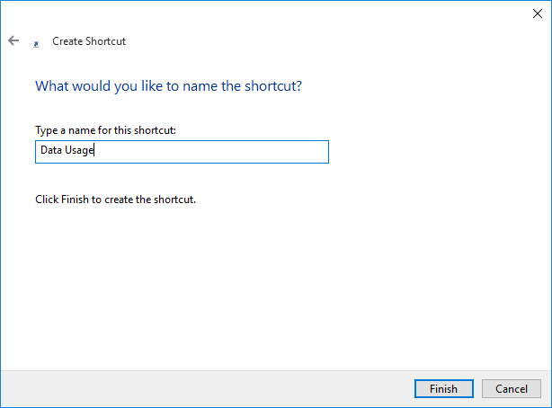 Shortcut Name to Settings Page
