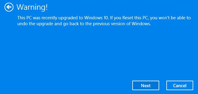 Unable to Downgrade after Reset