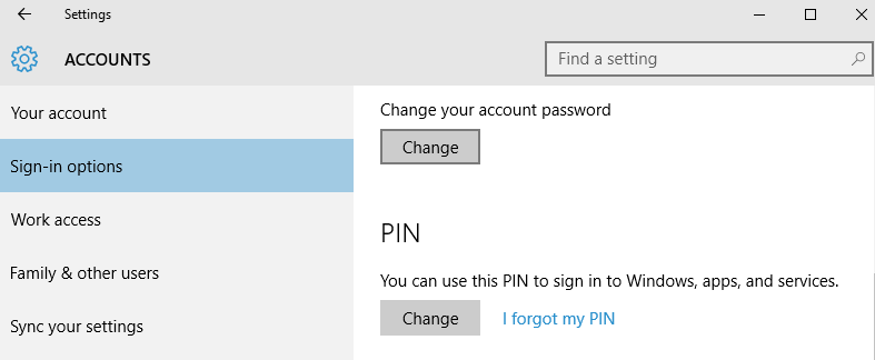 Reset and Remove Windows 10 PIN