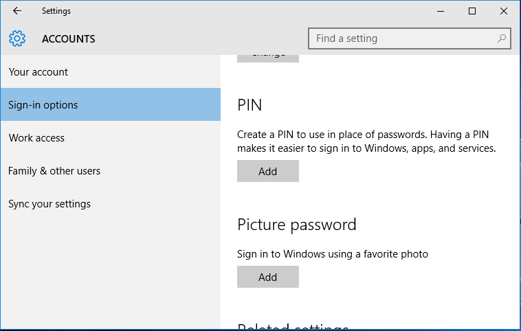 Set Up PIN Code in Windows 10