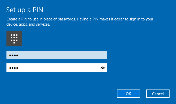 Add PIN to Account in Windows 10