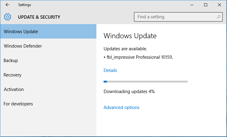Install Windows 10 Build 10159
