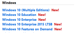 Windows 10 Downloads in MSDN