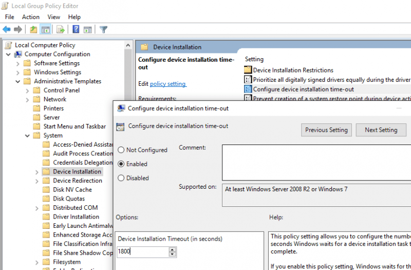 Change Device Installation Timeout in Windows (Fix 0x000005B4 Error