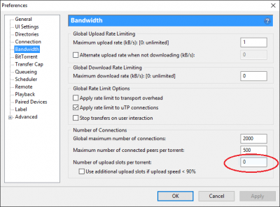 turn off seeding utorrent