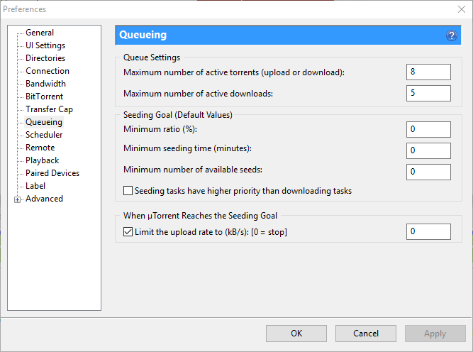 turn off seeding utorrent web client