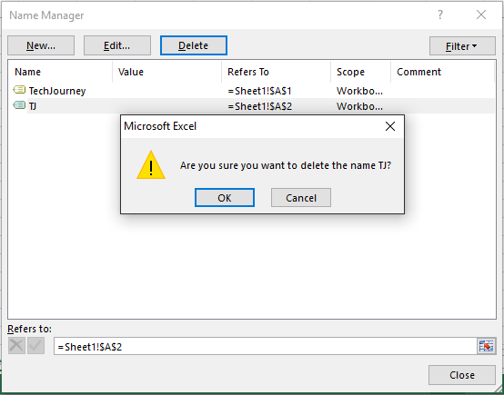 Delete A Defined Name Named Range In Excel Tech Journey