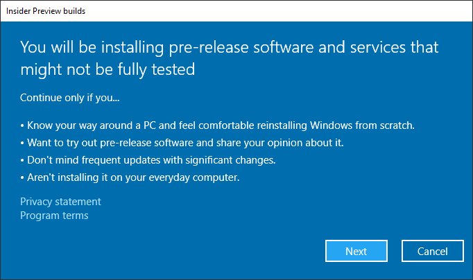 Confirm Windows Insider
