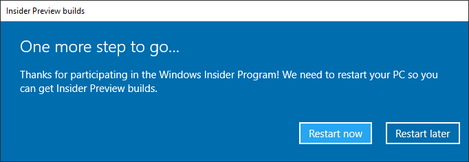 Restart to Start Windows Insider