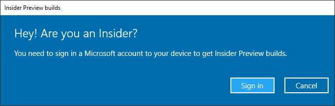 Sign In to Receive Insider Preview Builds