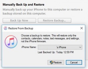 Restore iTunes Backup