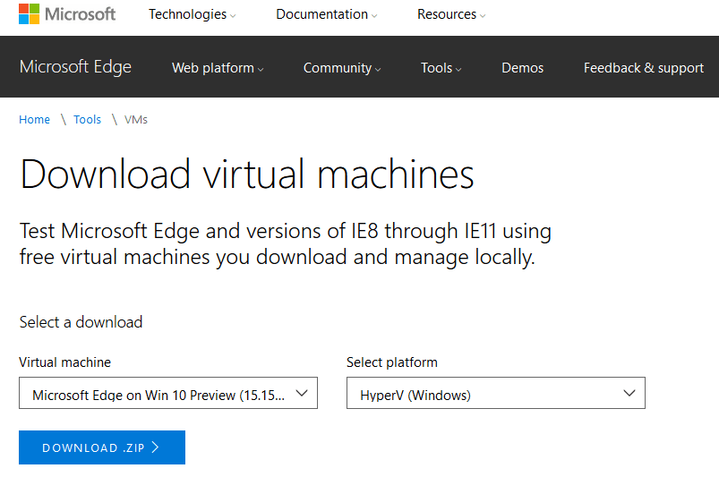 Download Free Windows Virtual Machine Image