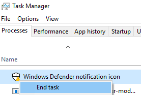 windows defender notification startup