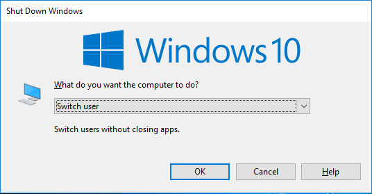 Switch User from Shut Down Windows Menu