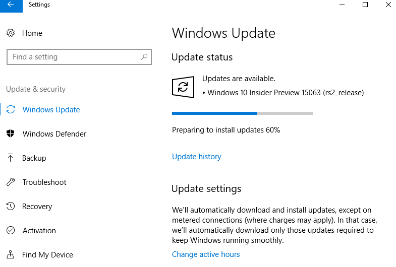 Windows 10 Creators Update v.1703 Build 15063