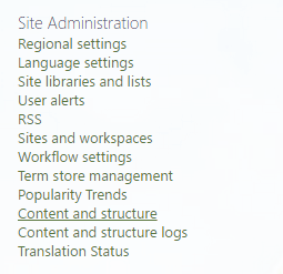SharePoint Site Content and Structure