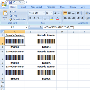 barcode font for excel