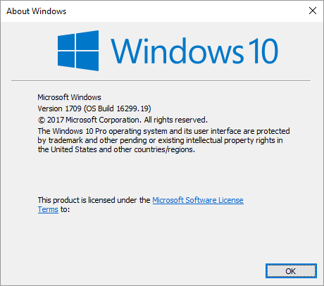 Windows 10 CU Build 16299.19