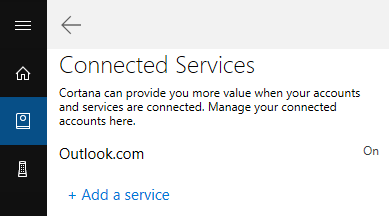 Add a Connected Services for Cortana