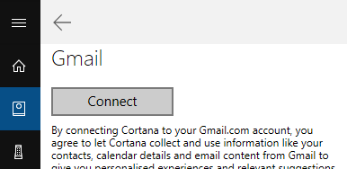 Connect Gmail to Cortana