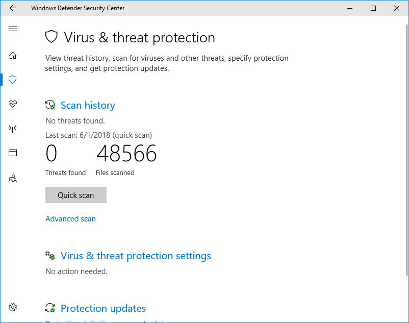 Windows Defender Security Scan