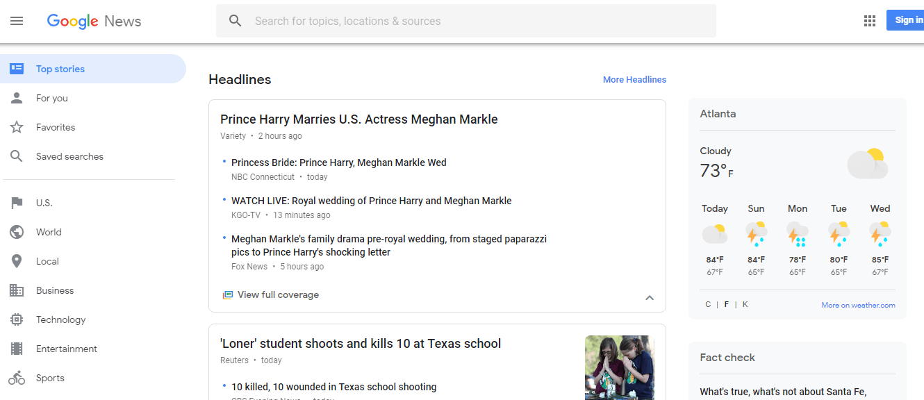 Google News Desktop Site