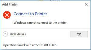 Windows Add / Connect to Printer Operation Failed With Error 0x000003eb ...