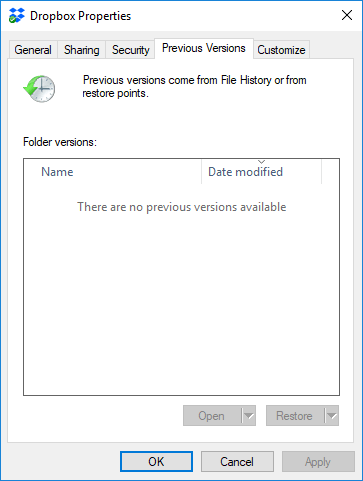 previous versions windows 10 not showing up