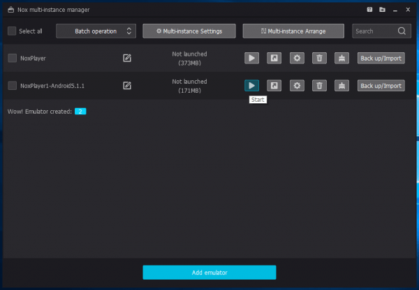 how to create shortcut for nox multi instance manager