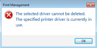 The Selected Driver Cannot Be Deleted.