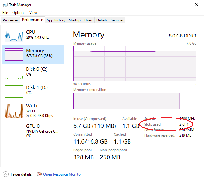 Check available memory slots linux upgrade