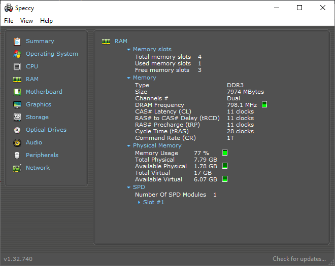 piriform speccy dram frequency