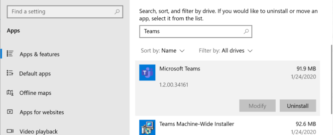 Uninstall Microsoft Teams