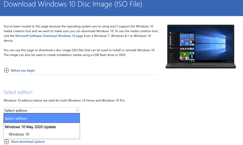 download windows 10 disc image iso file