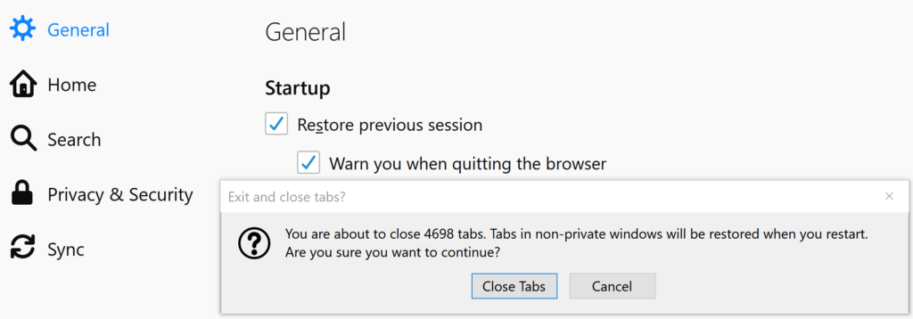 Firefox Exit and Close Tab Prompt