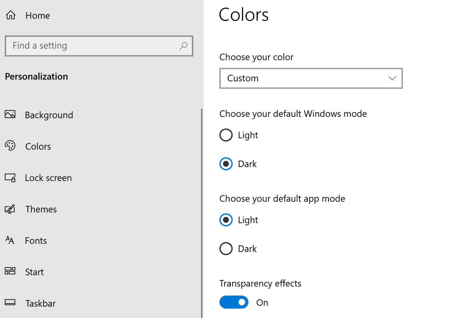 restore default color settings windows 10